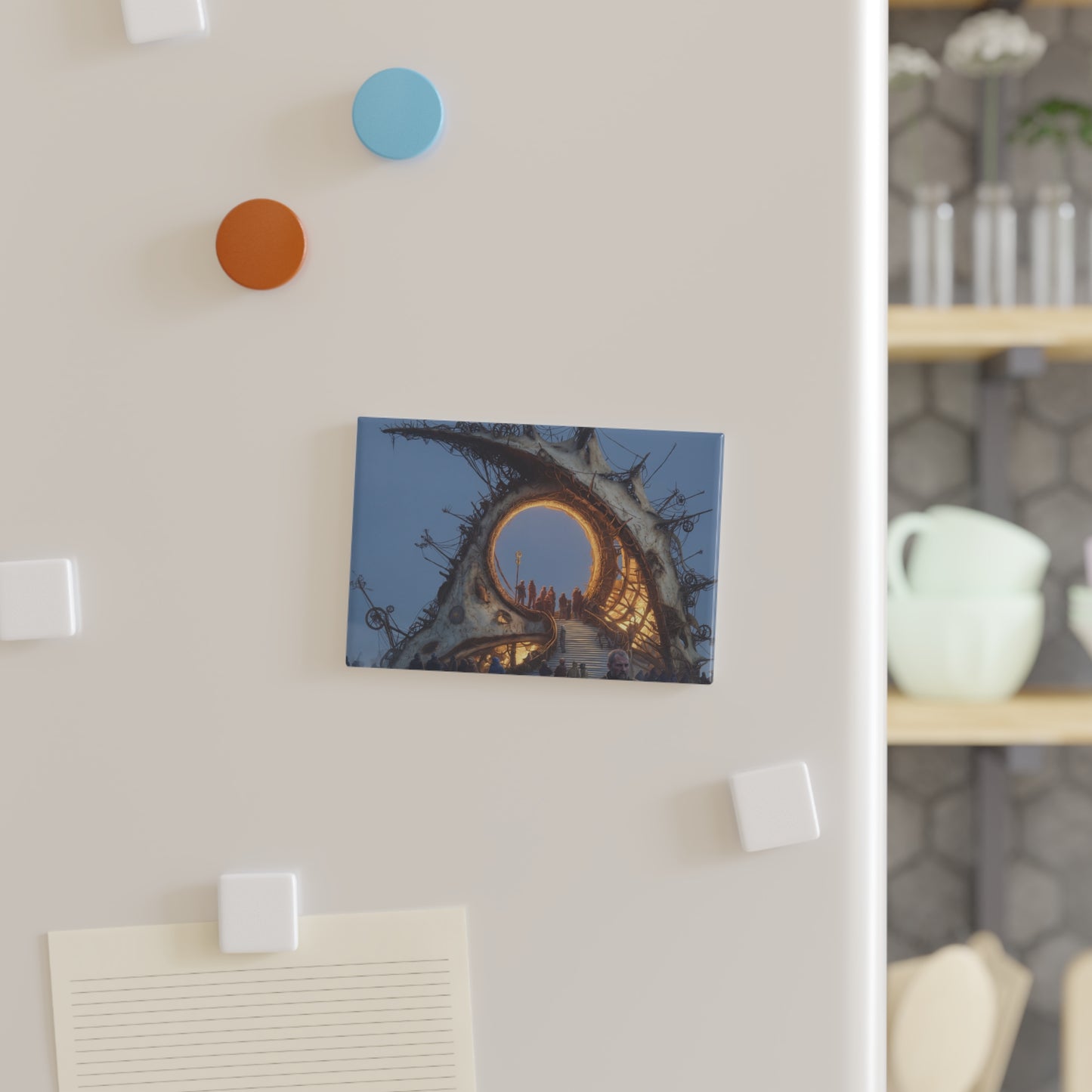 Fractal Gateway Button Magnet, Rectangle (1 & 10 pcs) – Whispers of a Forgotten Threshold