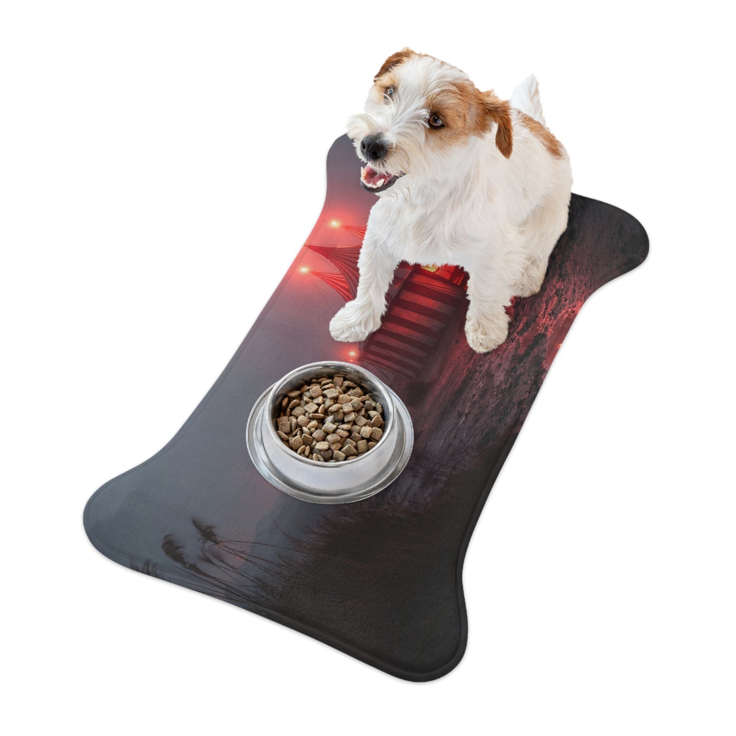 Crimson Circus Tent Pet Feeding Mats – Midnight Carnival Glow