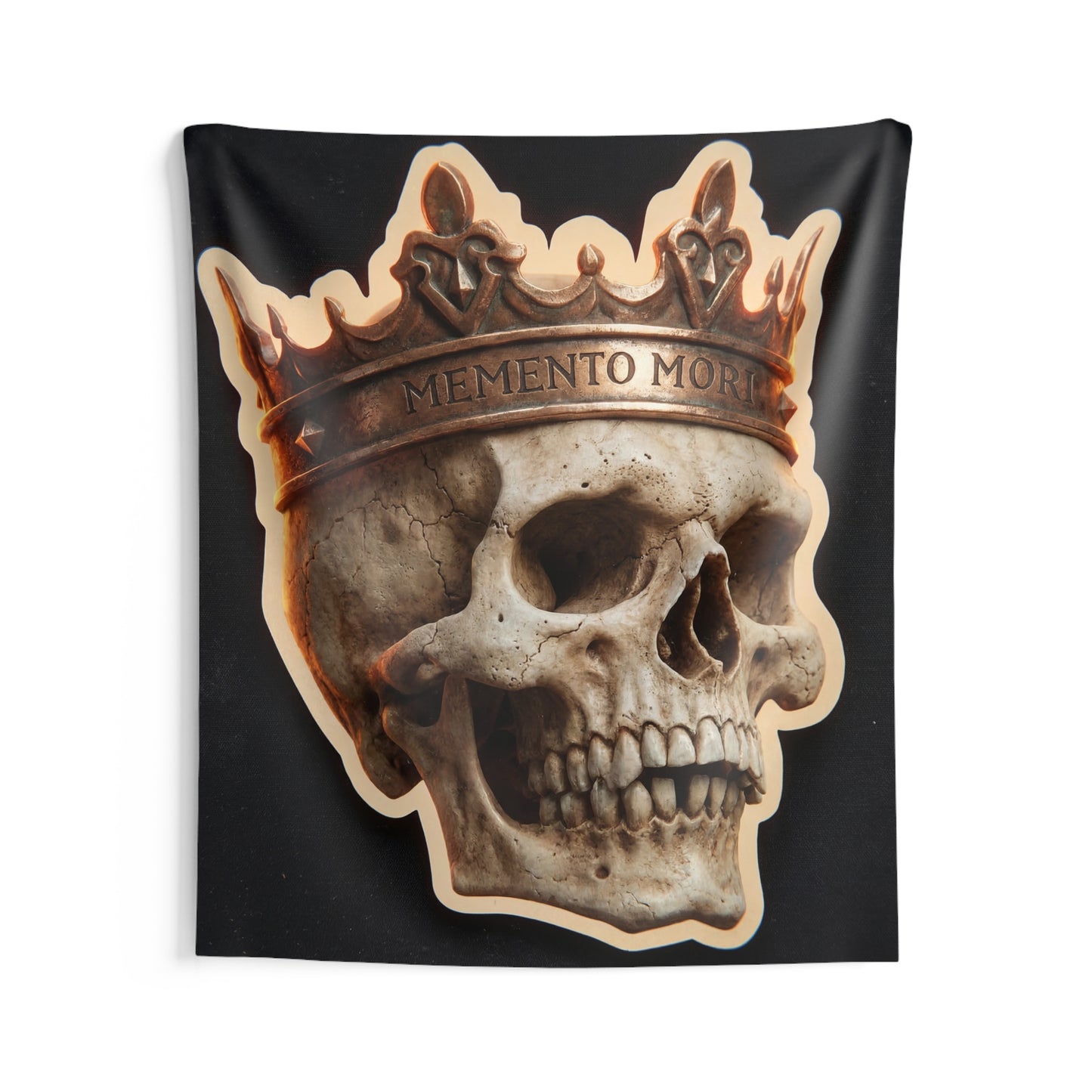Crowned Skull Indoor Wall Tapestries – Regal Memento Mori Glow