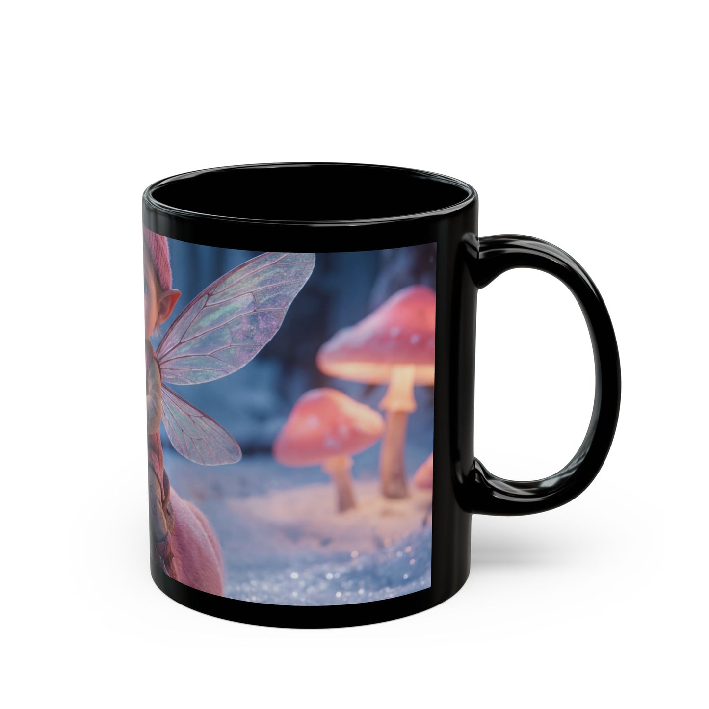 Fairy Rider Unicorn Mug – Snowy Mushroom Grove Dreamscape
