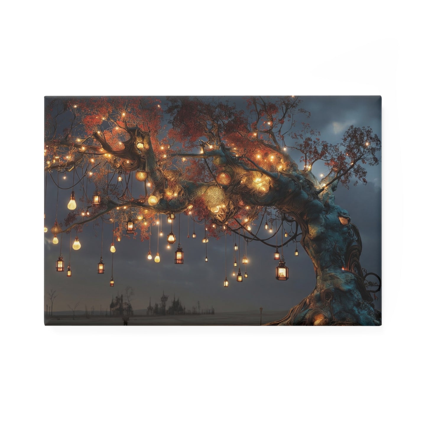 Luminescent Tree of Wishes Button Magnet, Rectangle (1 & 10 pcs) – Desert Oasis at Dusk