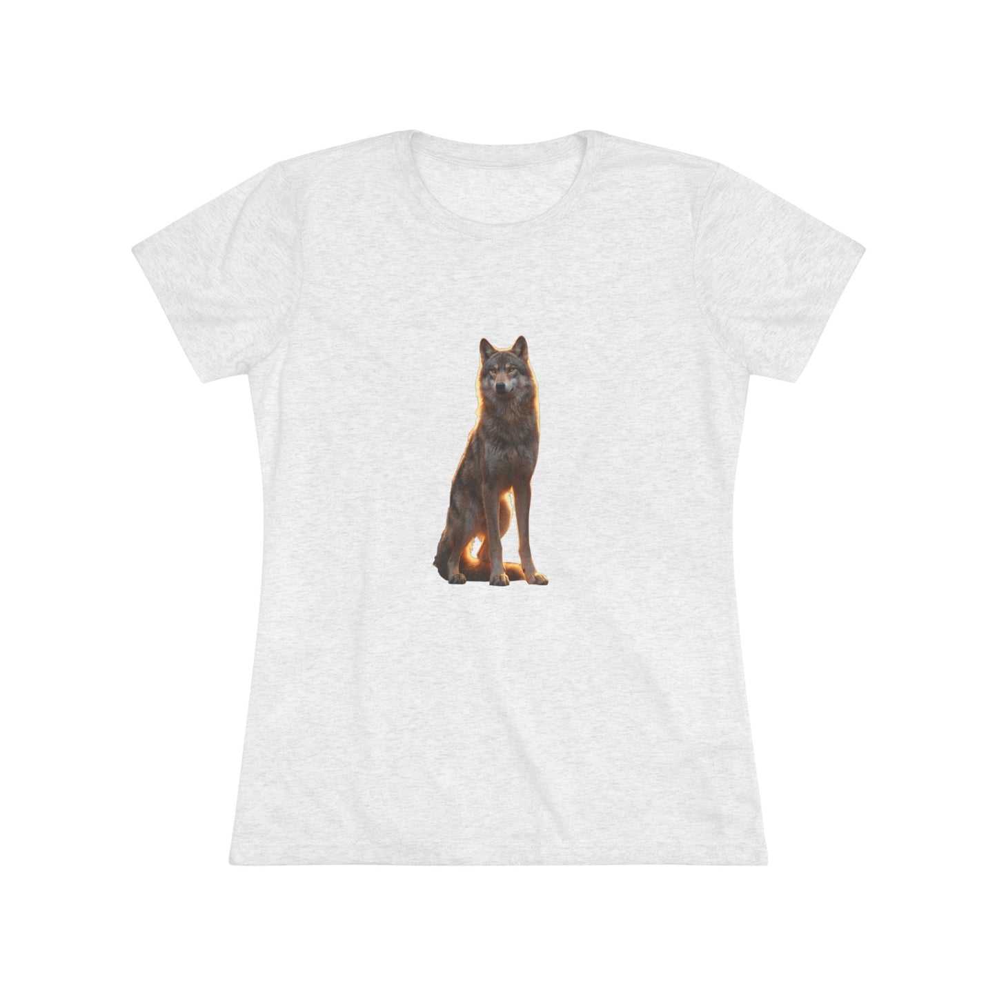 Golden Hour Wolf Women's Triblend Tee – Sentinel in Warm Twilight Light