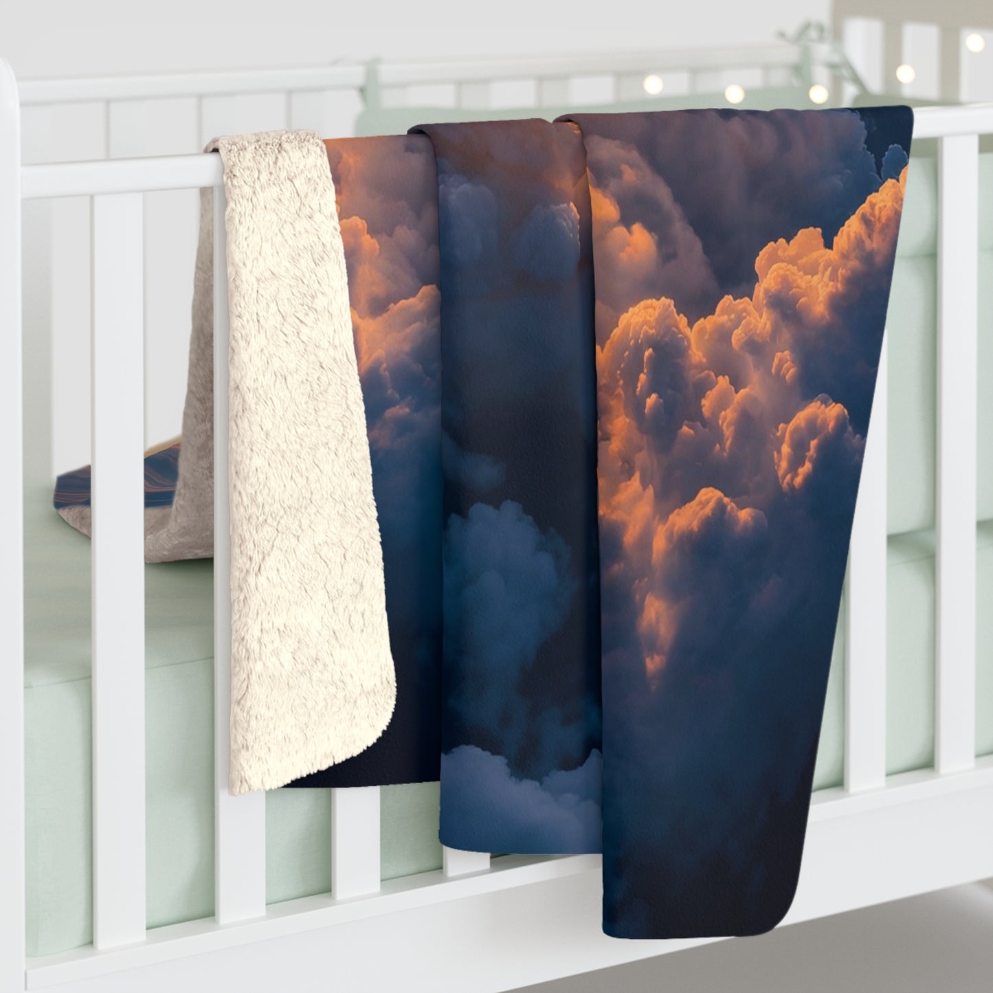 Rocket Sunrise Sherpa Fleece Blanket – Igniting the Sky Above Clouds