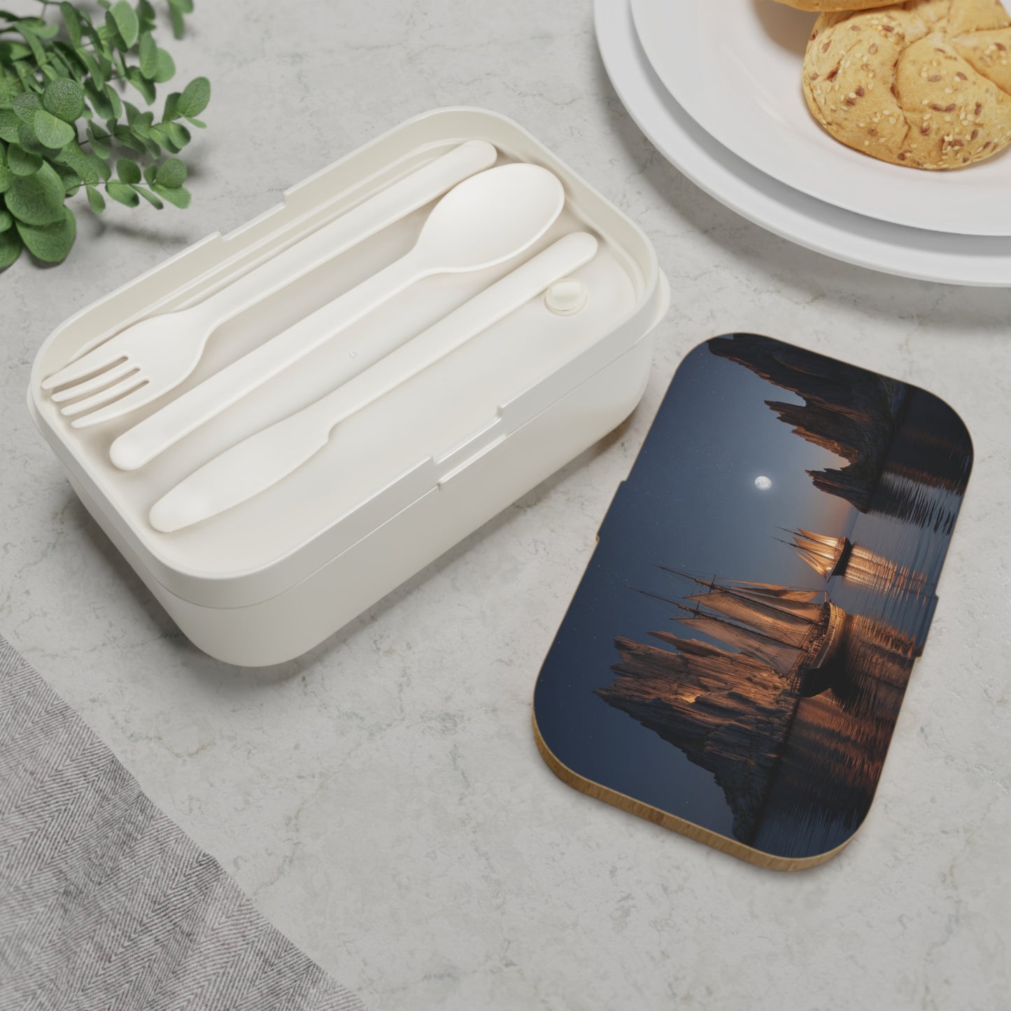 Starlit Sailors Bento Lunch Box – Moonlit Passage Between Cliffs