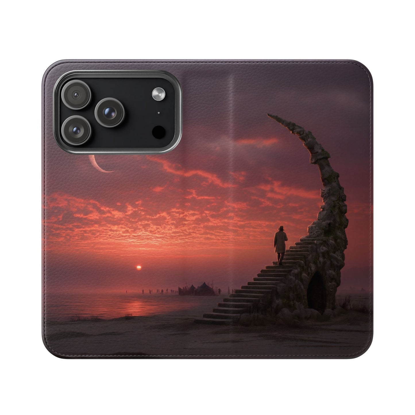 Twilight Sentinel Flip Cases – Moonlit Stairway to the Horizon