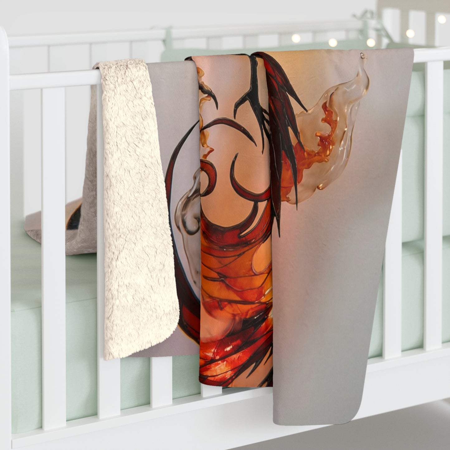 Stained Glass Phoenix Sherpa Fleece Blanket – Embered Talon Dreamscape