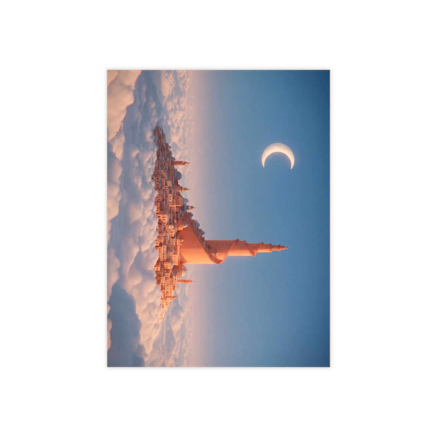 Cloud City Mosque Tile – Crescent Moon Above Floating Mosque