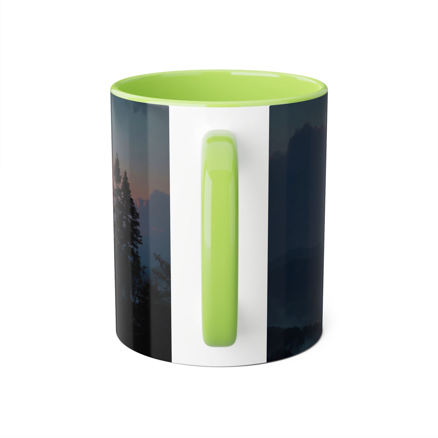 Meteor Over Valley Accent Mugs, 11oz – Fiery Skyfall from Twilight Cliffs