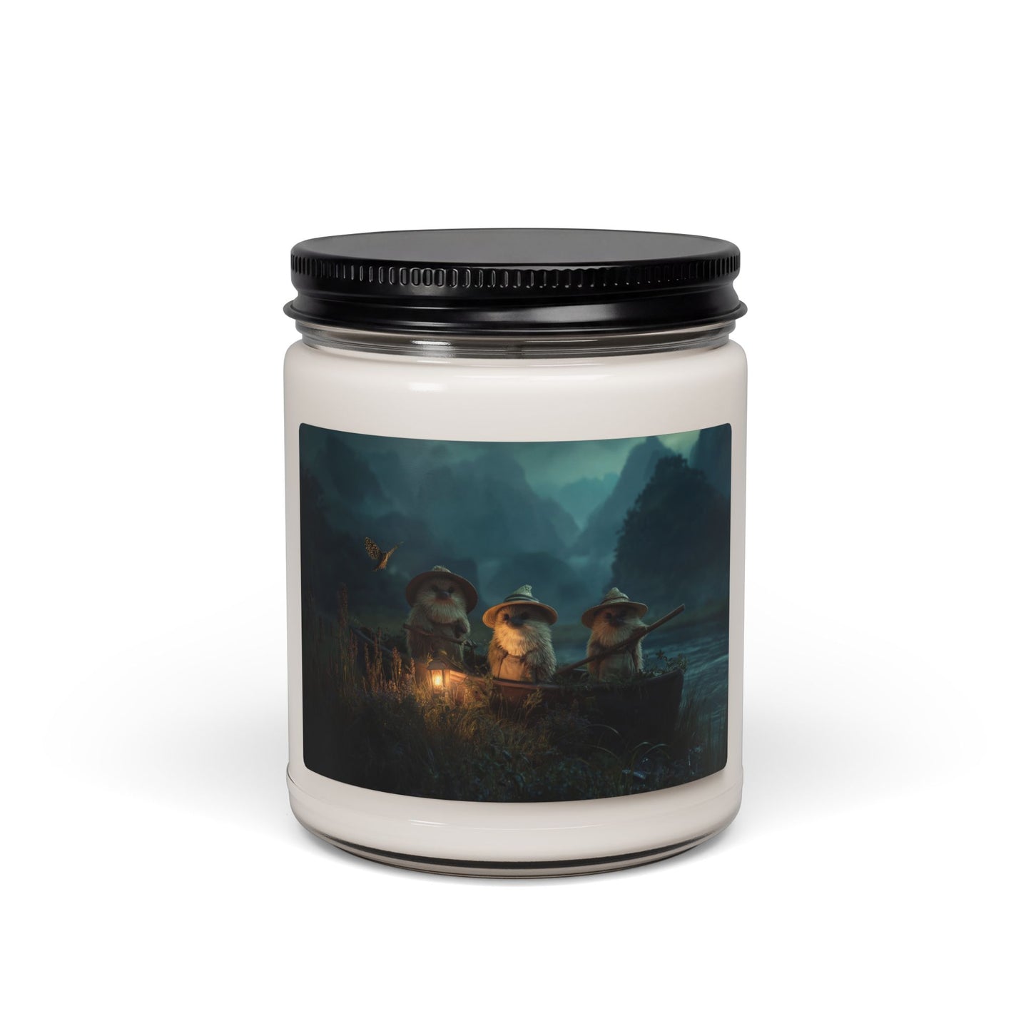 Three Hedgehog River Voyage Scented Soy Candle, 9oz – Warm Lantern Light on Misty Waters