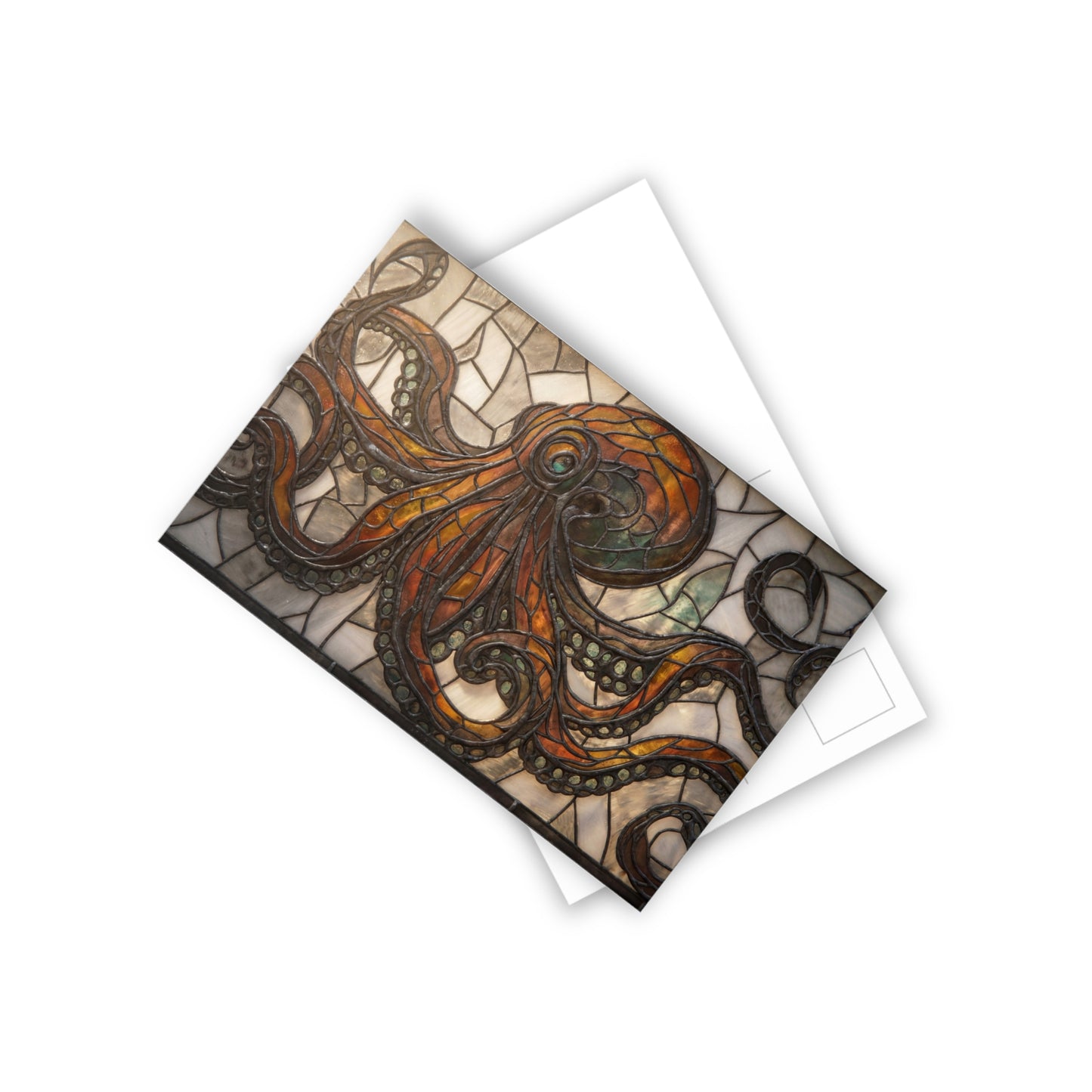 Stained Glass Octopus Postcards (10pcs) – Amber Tentacle Mosaic
