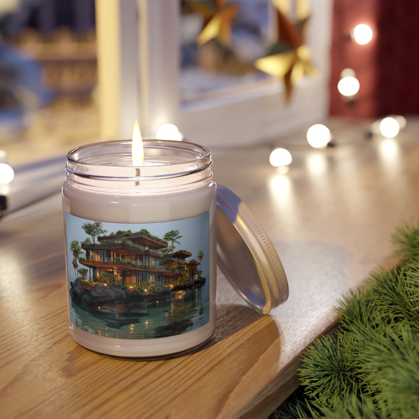 Oceanfront Jungle Retreat Scented Soy Candles with White Lid, 9oz – Luminous Island Sanctuary