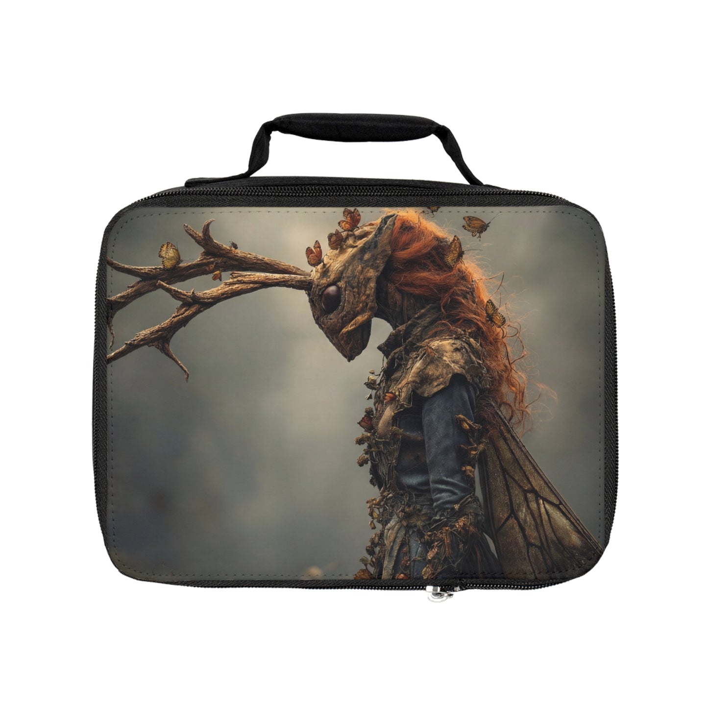 Forest Spirit with Butterfly Antlers Lunch Bag – Whispers of the Mossy Glade