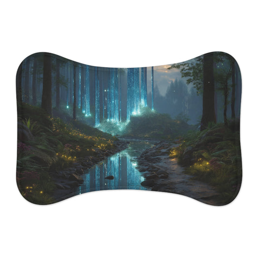 Celestial Waterfall Pet Feeding Mats – Azure Light Through Ancient Pines