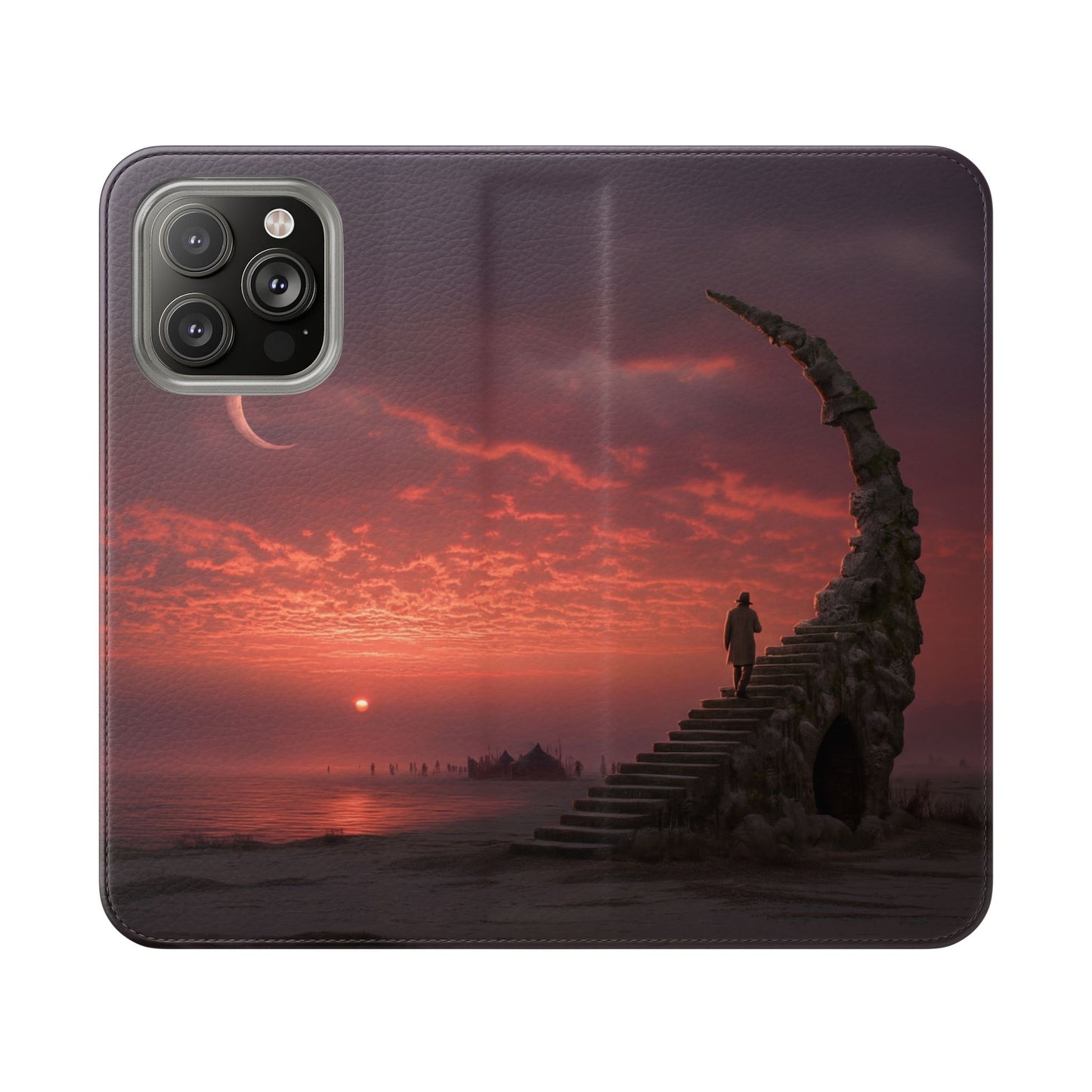 Twilight Sentinel Flip Cases – Moonlit Stairway to the Horizon