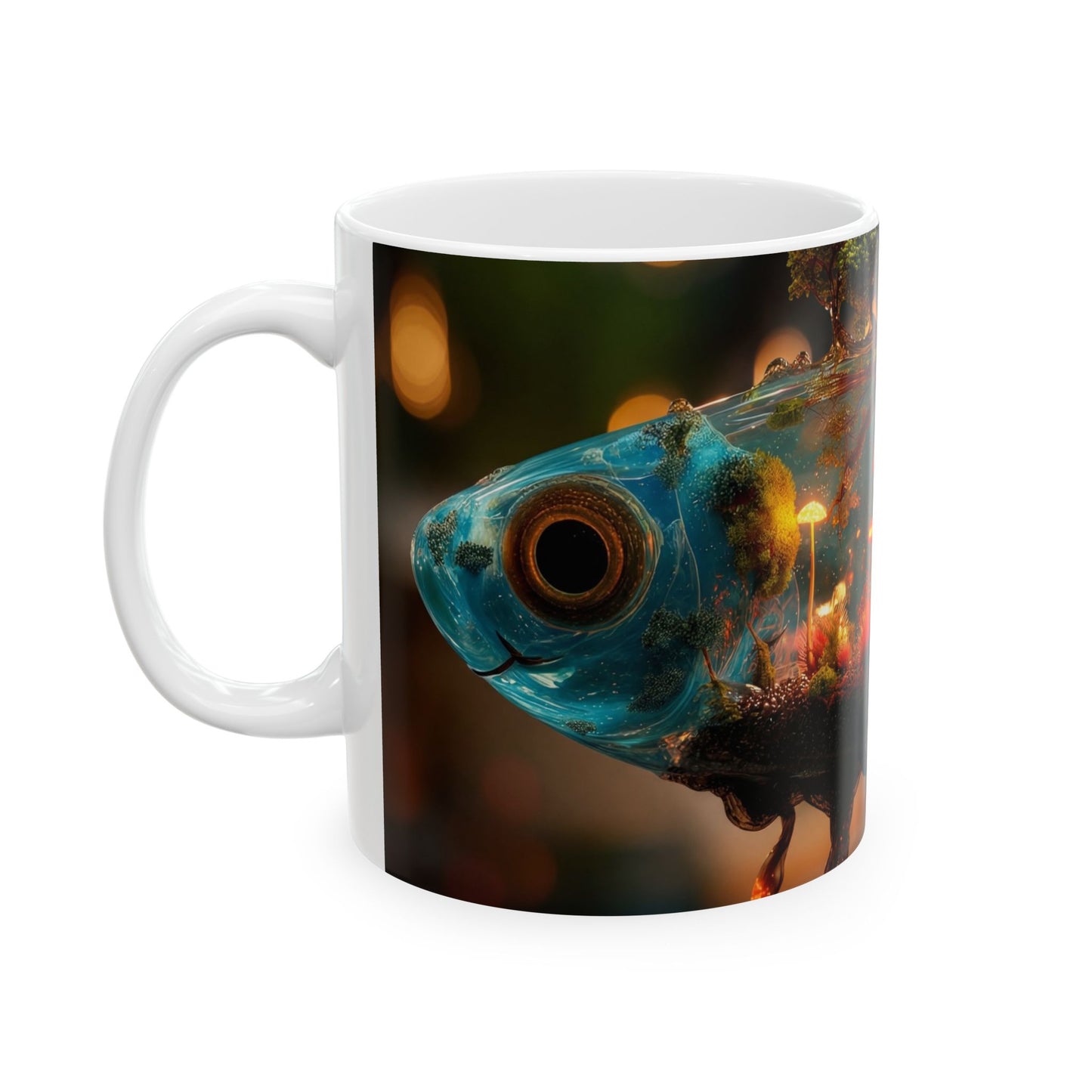 Forest Within Fish Ceramic Mug – Bioluminescent Underwater Sanctuary