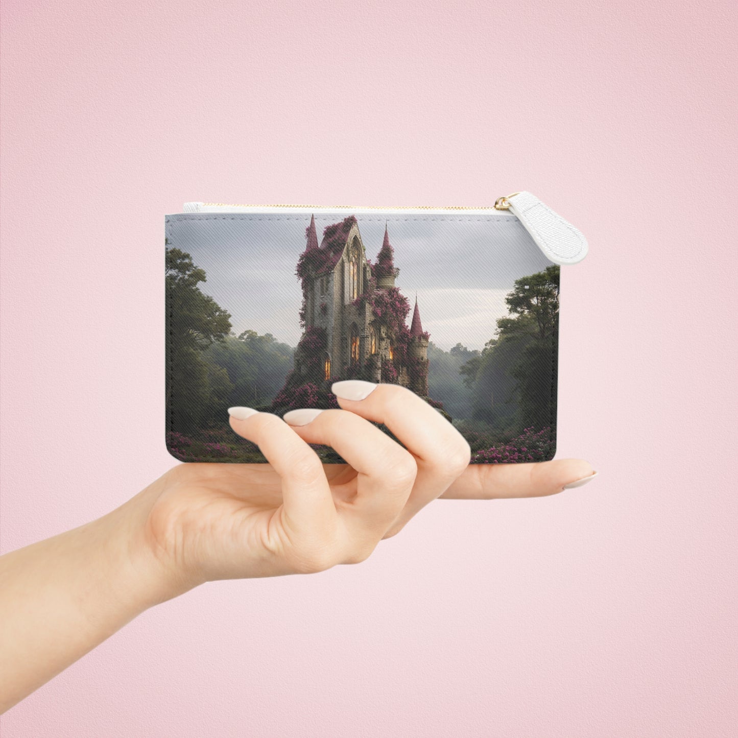 Rose-Clad Castle Mini Clutch Bag – Whispers of the Misty Grove