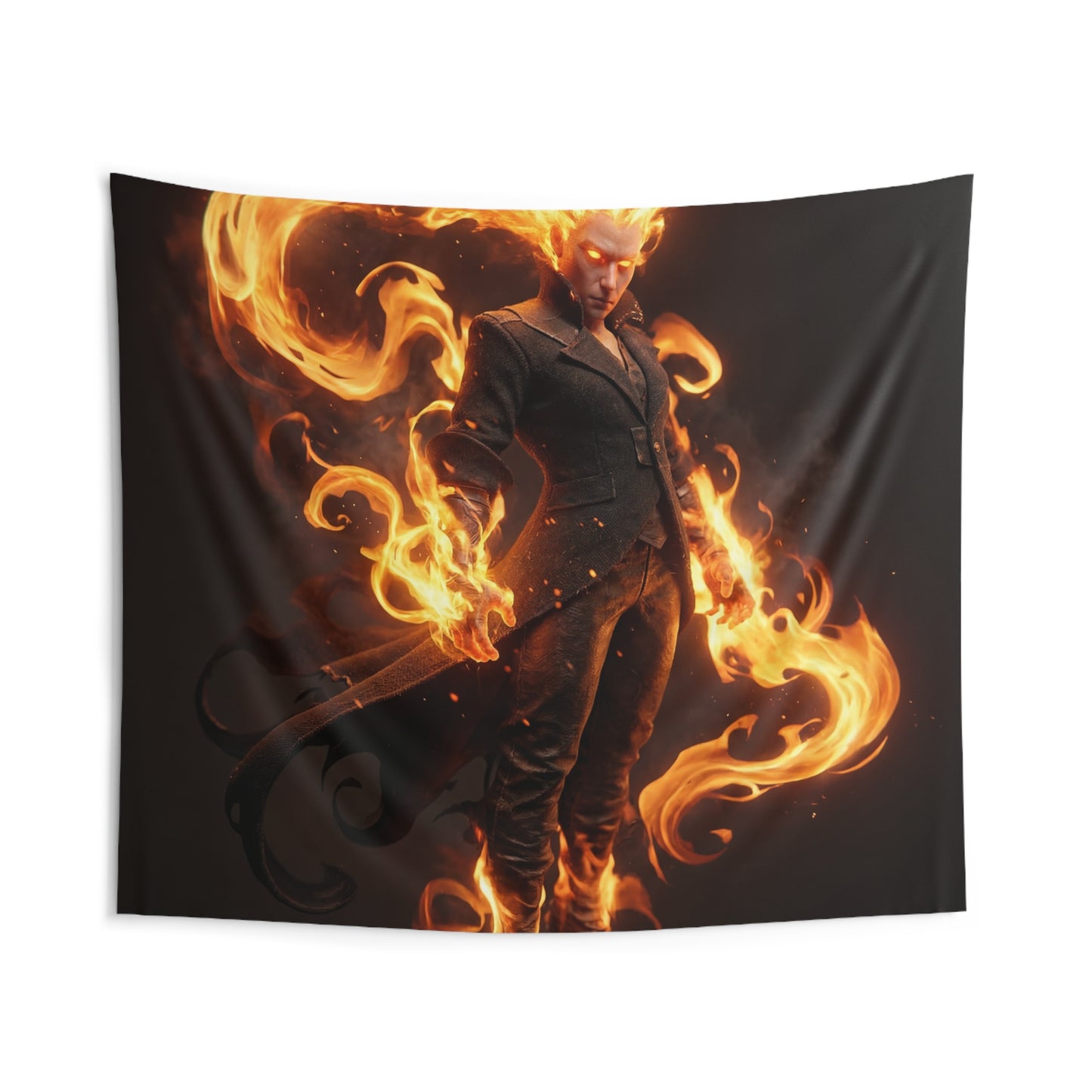 Flame-Wreathed Sentinel Indoor Wall Tapestries – Sovereign of the Infernal Glow