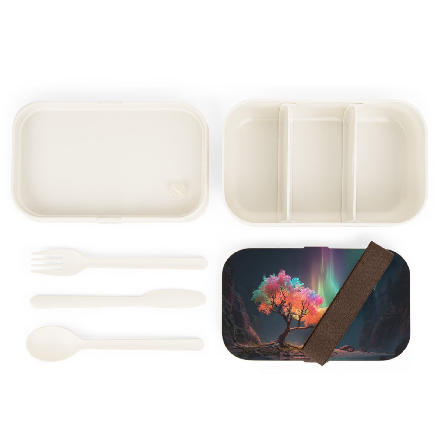 Aurora Tree Bento Lunch Box – Whimsical Canopy Under Northern Lights