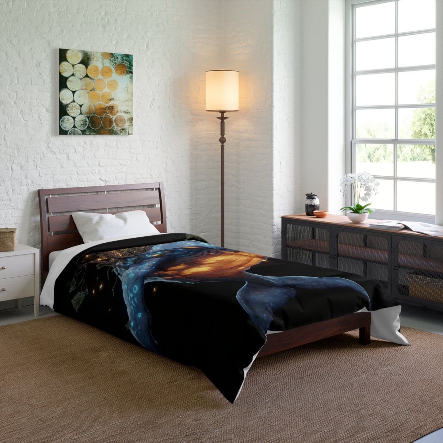 Whale Island Comforter – Bioluminescent Forest Metropolis