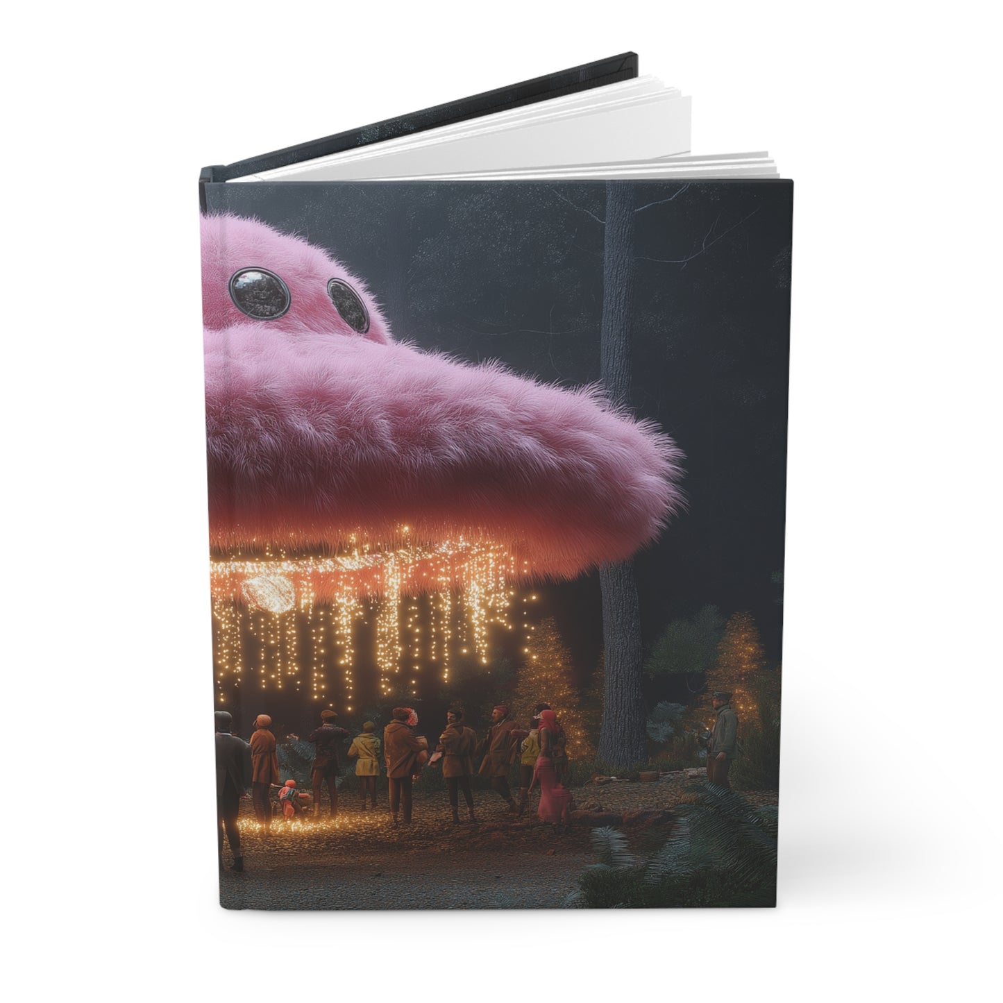 Pink Fur UFO Journal Matte – Whimsical Forest Encounter