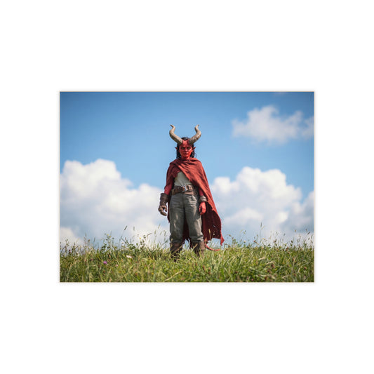 Horned Guardian Ceramic Photo Tile – Standing Proud in Sunlit Meadow