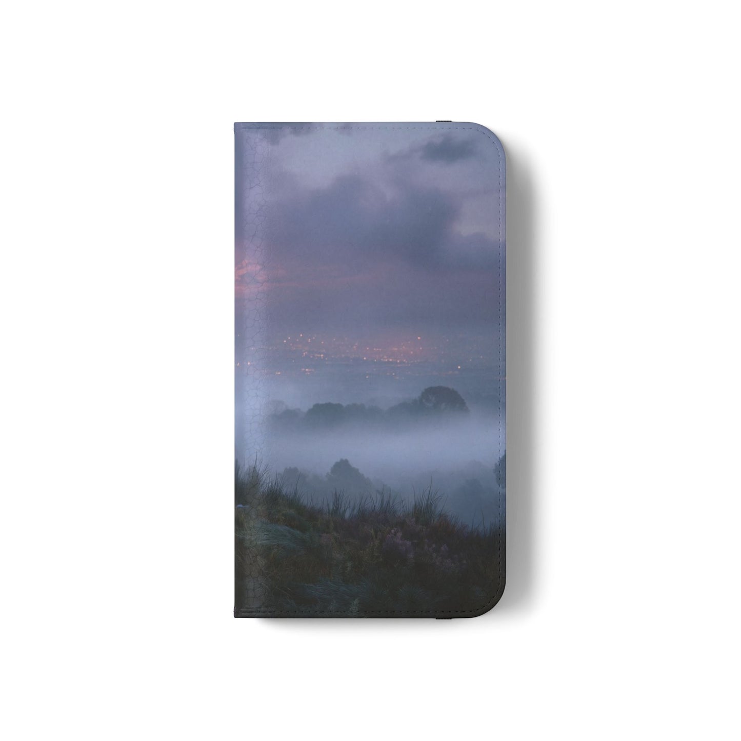 Misty Hilltop Flip Cases – Red-Haired Wanderer at Twilight