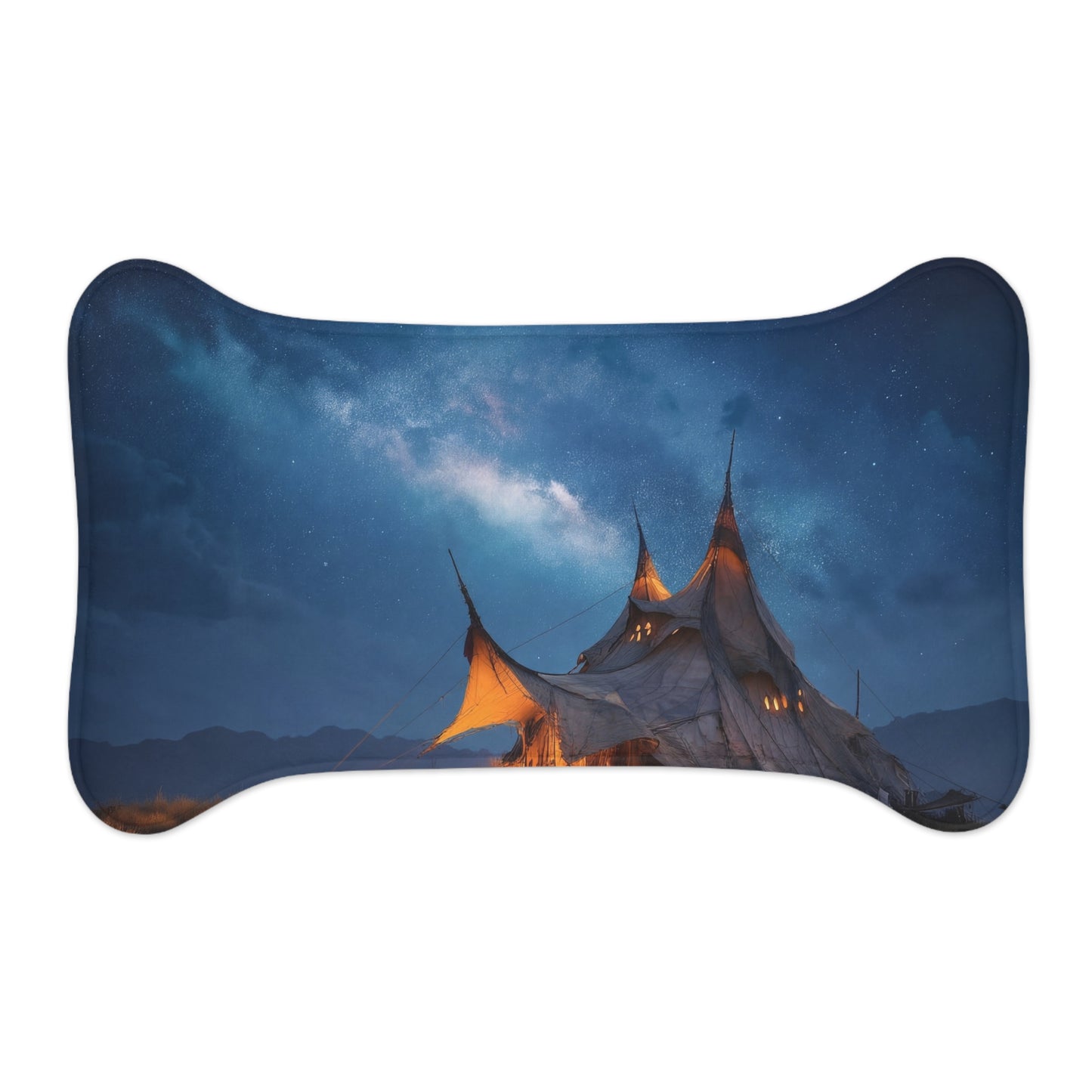 Starlit Nomad Tent Pet Feeding Mats – Milky Way Hearth Beneath the Sky