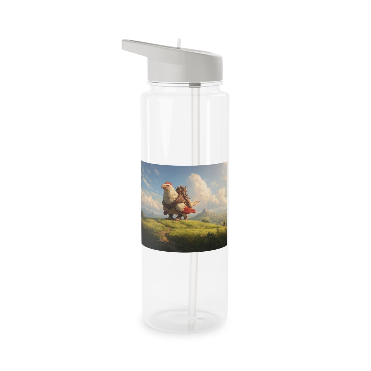 Feathered Mountain Guide Tritan Water Bottle – White Plume Horizon Companion