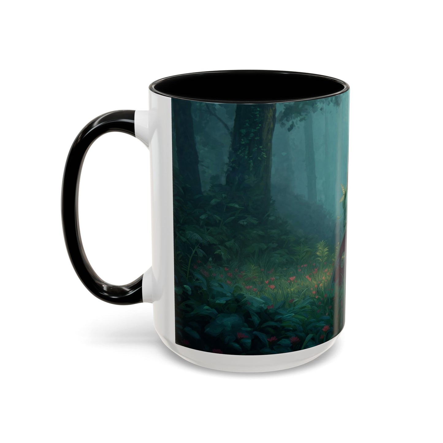 Sentinel in Mist Accent Coffee Mug (11, 15oz) – Guardian of the Whispering Woods