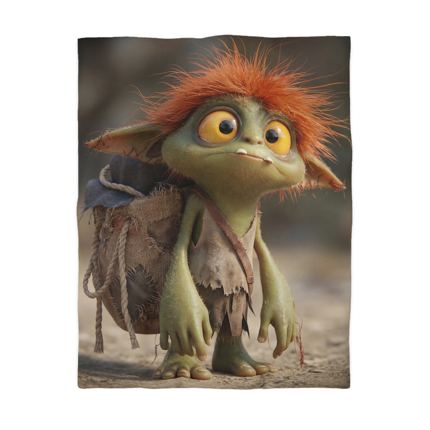 Tiny Goblin Explorer Microfiber Duvet Cover – Sunlit Trail Companion