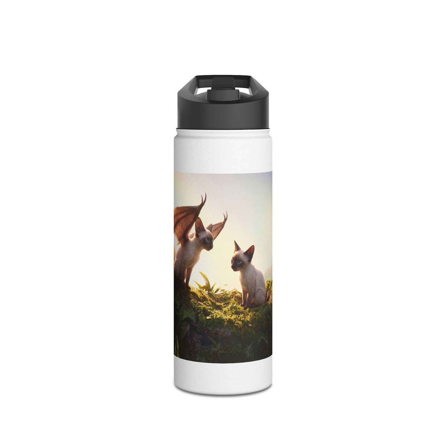 Winged Siamese Kittens Water Bottle – Sunlit Grove Whispers