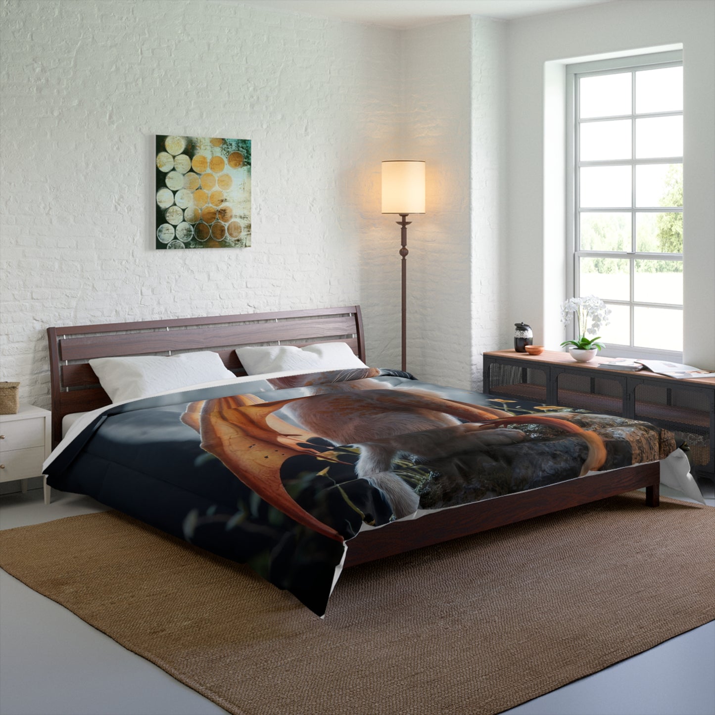 Moonlit Dragon Cat Comforter – Whispering Twilight Dreamscape
