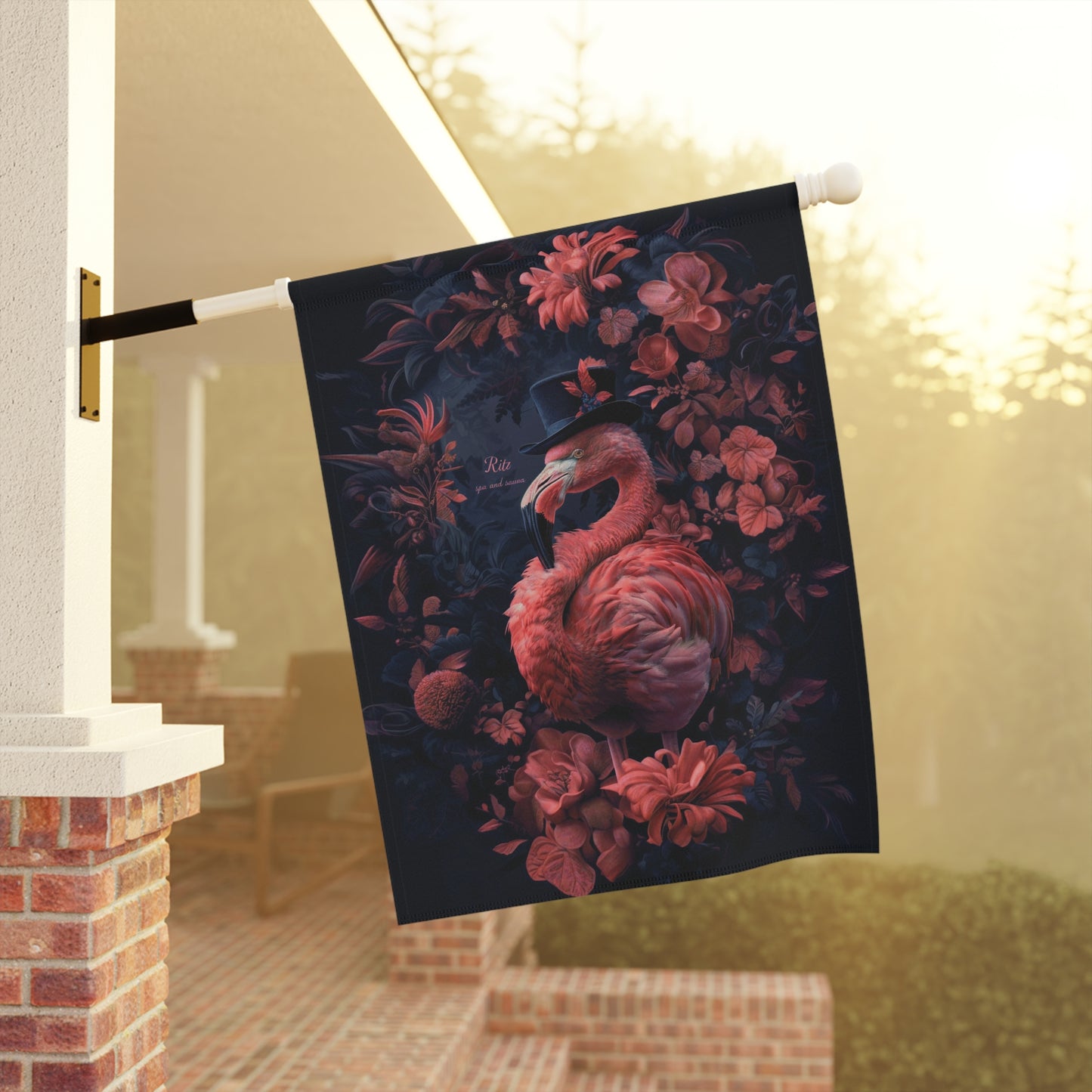 Elegant Flamingo in Top Hat - Garden Flag