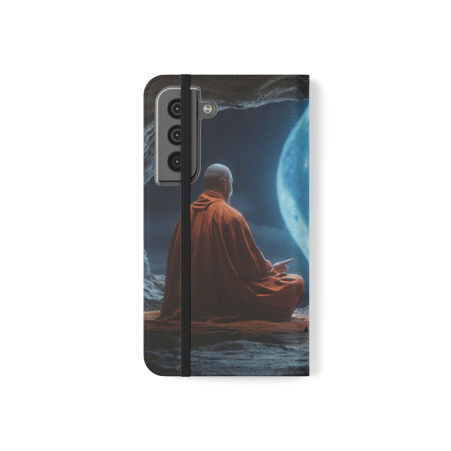 Lunar Meditation Flip Cases – Serene Monk Under Moonlight