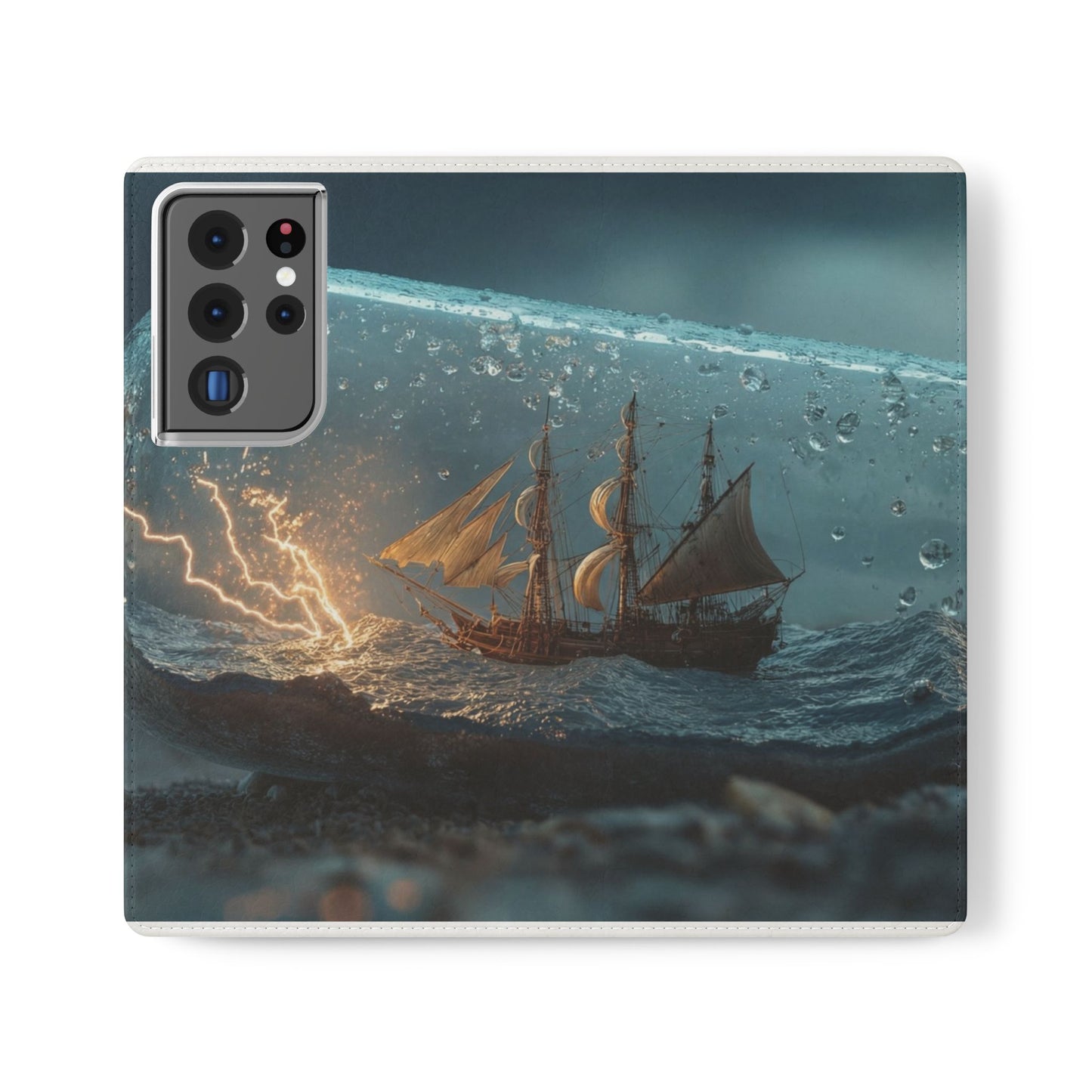 Storm-Struck Galleon Flip Cases – Lightning Inside Glass Bottle