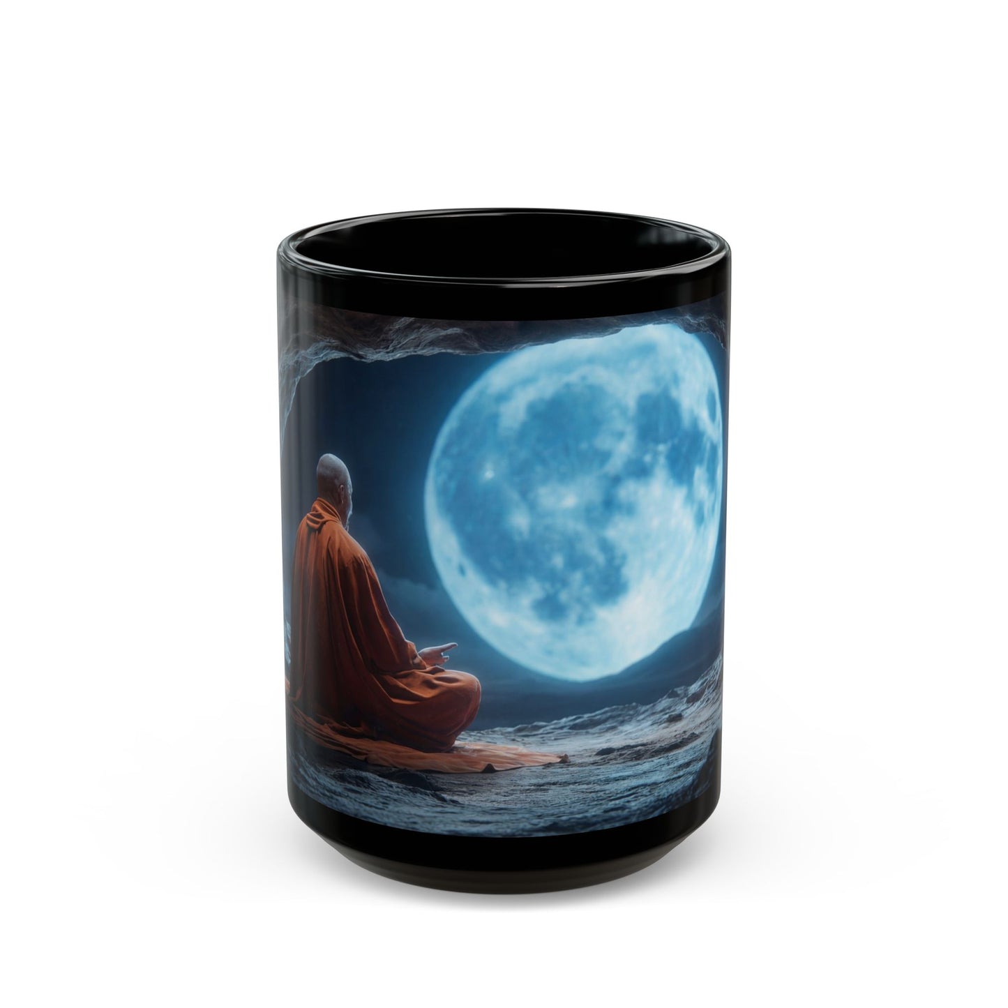 Moonlit Monk Meditation Mug – Serene Night Sanctuary
