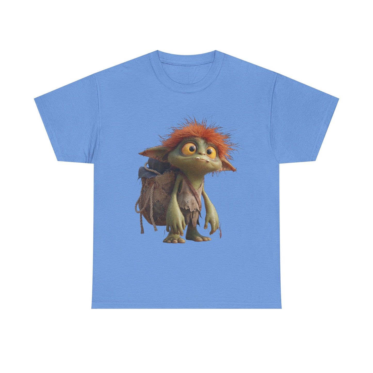 Mossy Gnome Unisex Heavy Cotton Tee – Rust-Haired Guardian with Satchel