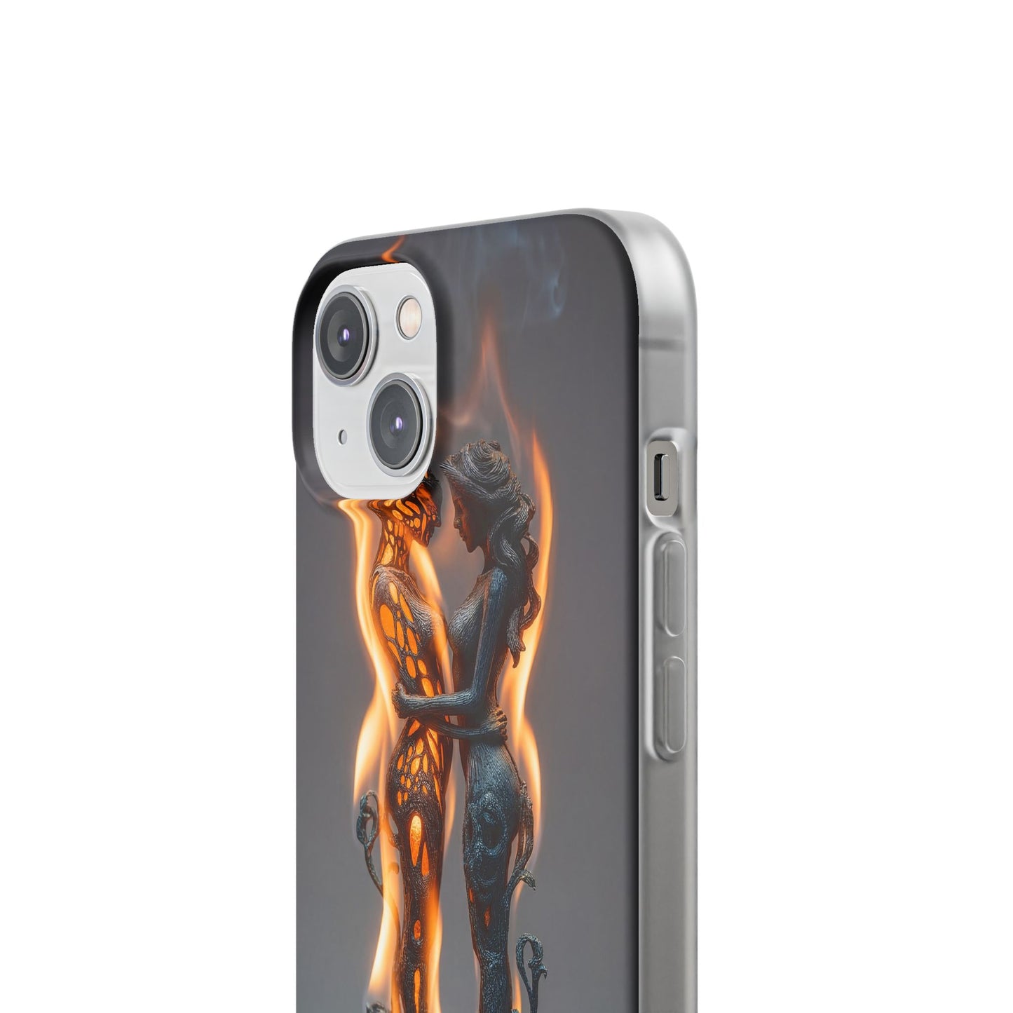 Flame-Embraced Lovers Flexi Cases – Intimate Glow Within the Fire
