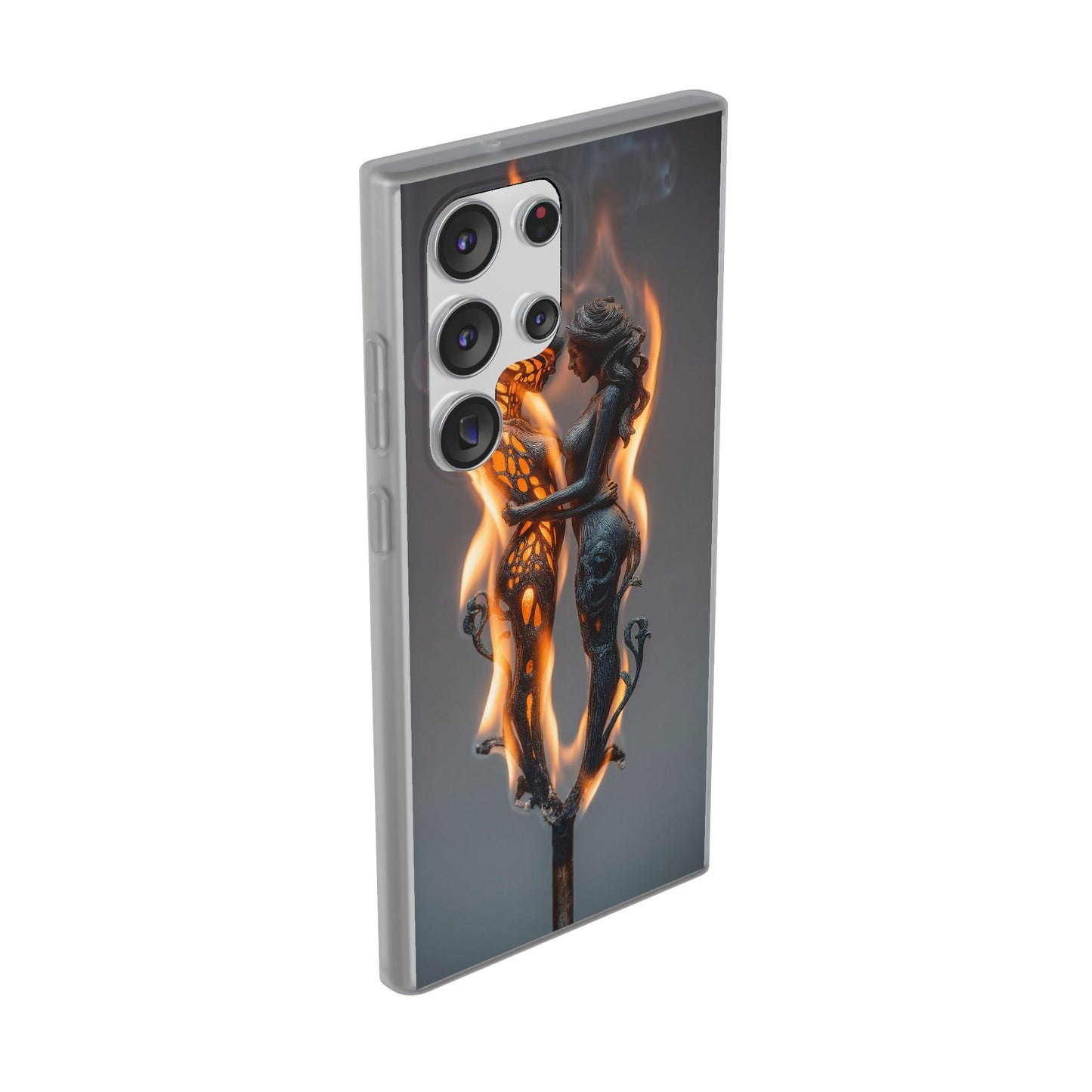 Flame-Embraced Lovers Flexi Cases – Intimate Glow Within the Fire