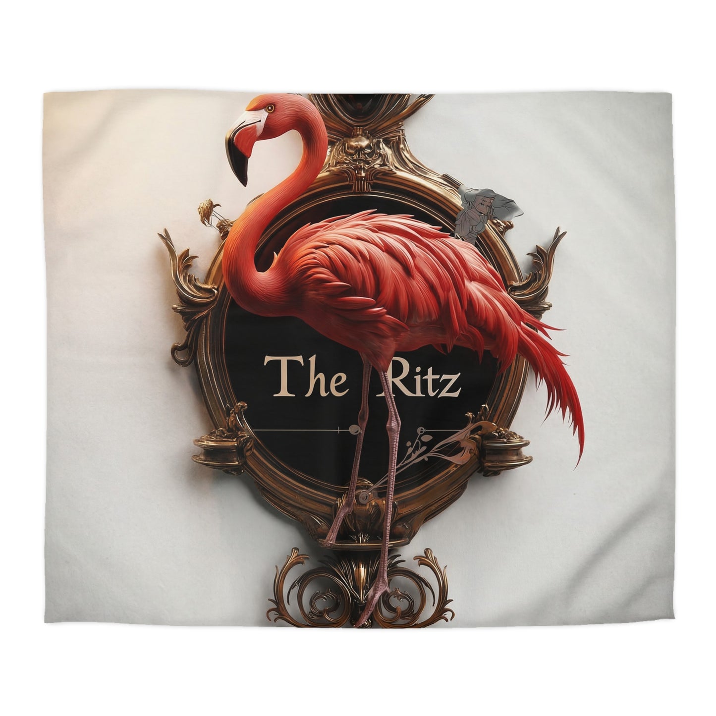 Flamingo Crest Duvet Cover – Gilded Elegance of The Ritz