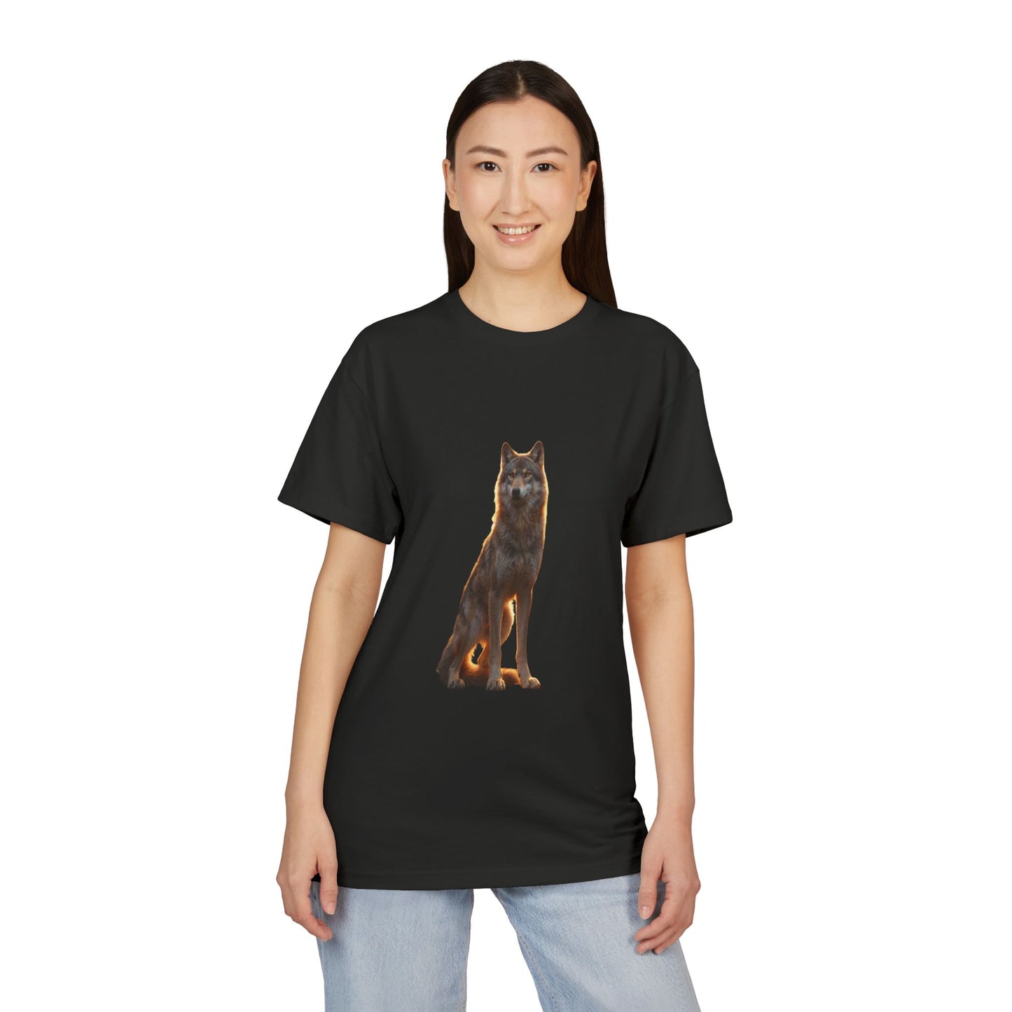 Golden Hour Wolf Unisex Sueded T-Shirt – Sentinel at Twilight’s Edge
