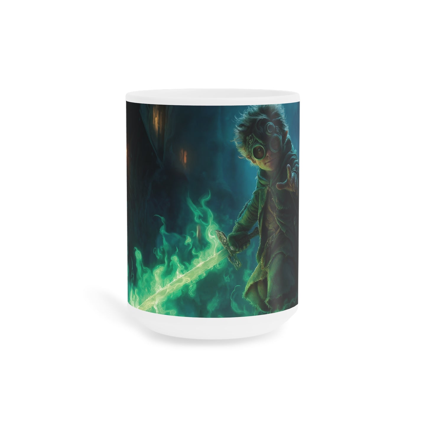 Green Flame Swordbearer Ceramic Mugs (11oz\15oz\20oz) – Midnight Alley Guardian