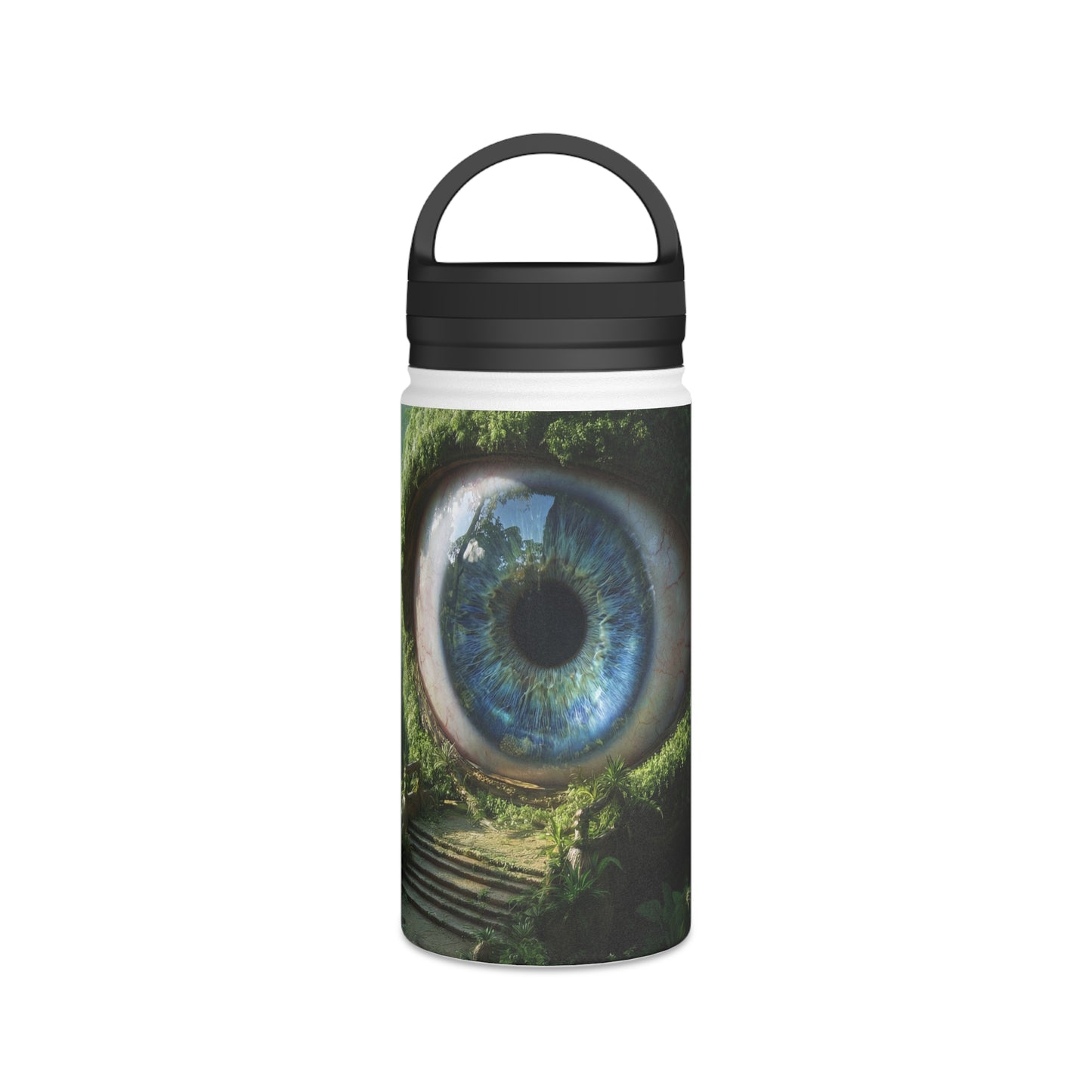 Guardian Forest Eye Water Bottle – Moss-Covered Watcher of the Verdant Path