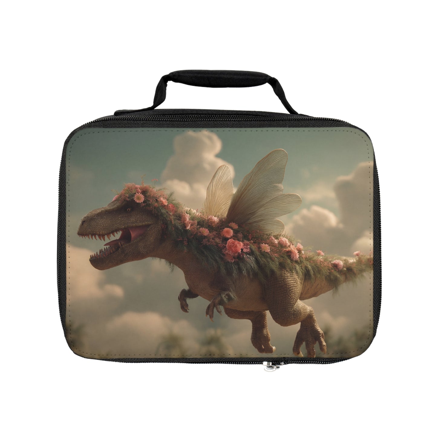 Floral Tyrant Lunch Bag – Soaring Through Clouds with Petals and Wings