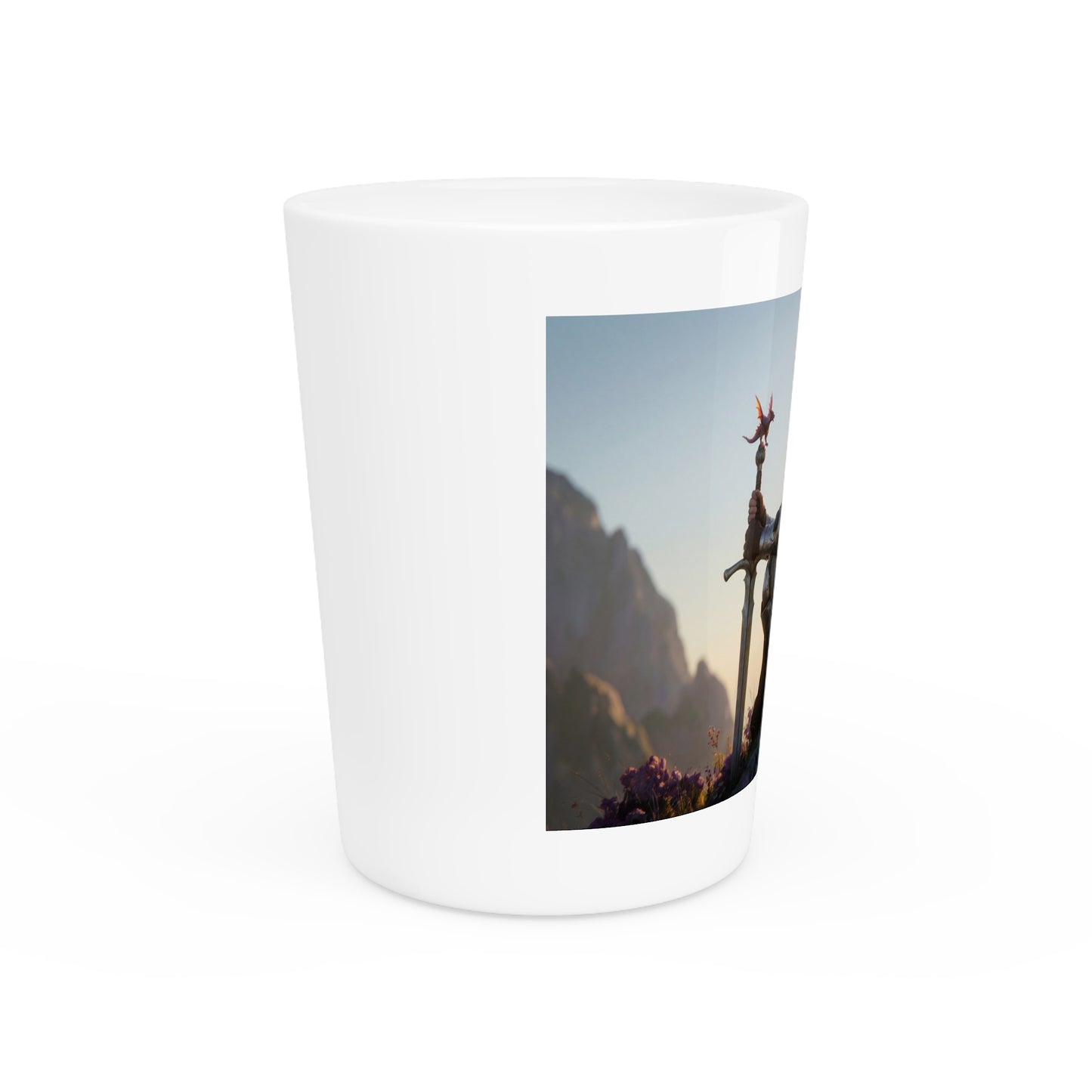 Dragon-Scaled Sentinel Shot Glass – Sunset Pact with a Winged Ally
