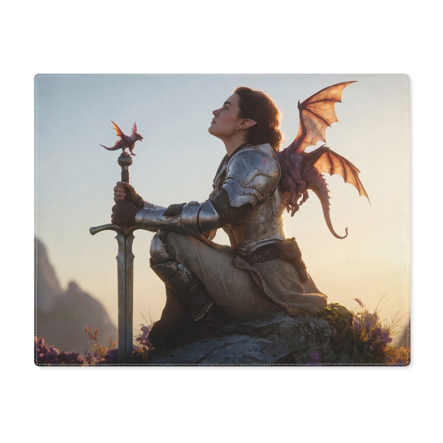 Dragon Sentinel Placemat – Sunset Peak with Wings and Sword