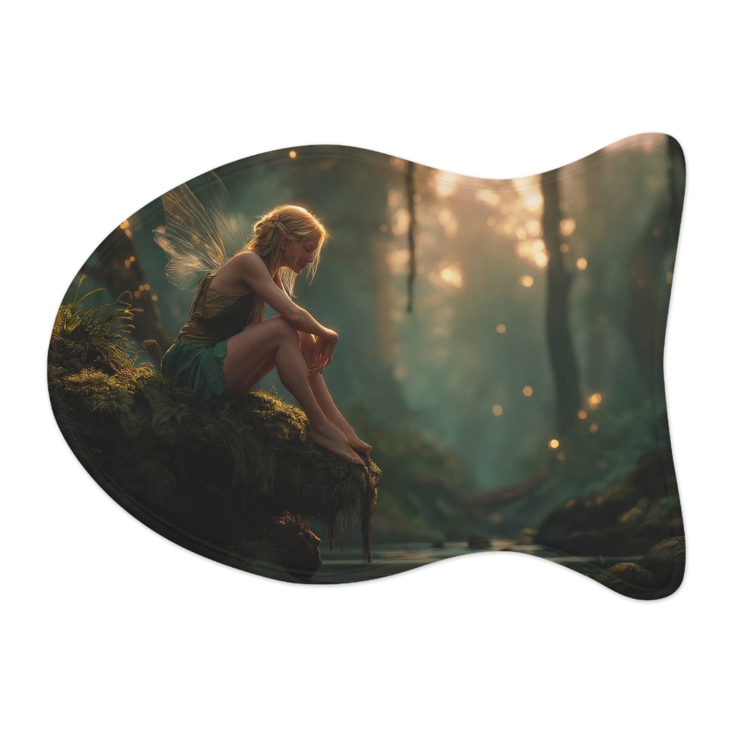 Mossy Stream Fairy Pet Feeding Mats – Golden Hour Forest Guardian