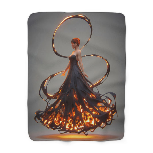 Luminescent Veil Sherpa Fleece Blanket – Ethereal Glow in Midnight Velvet