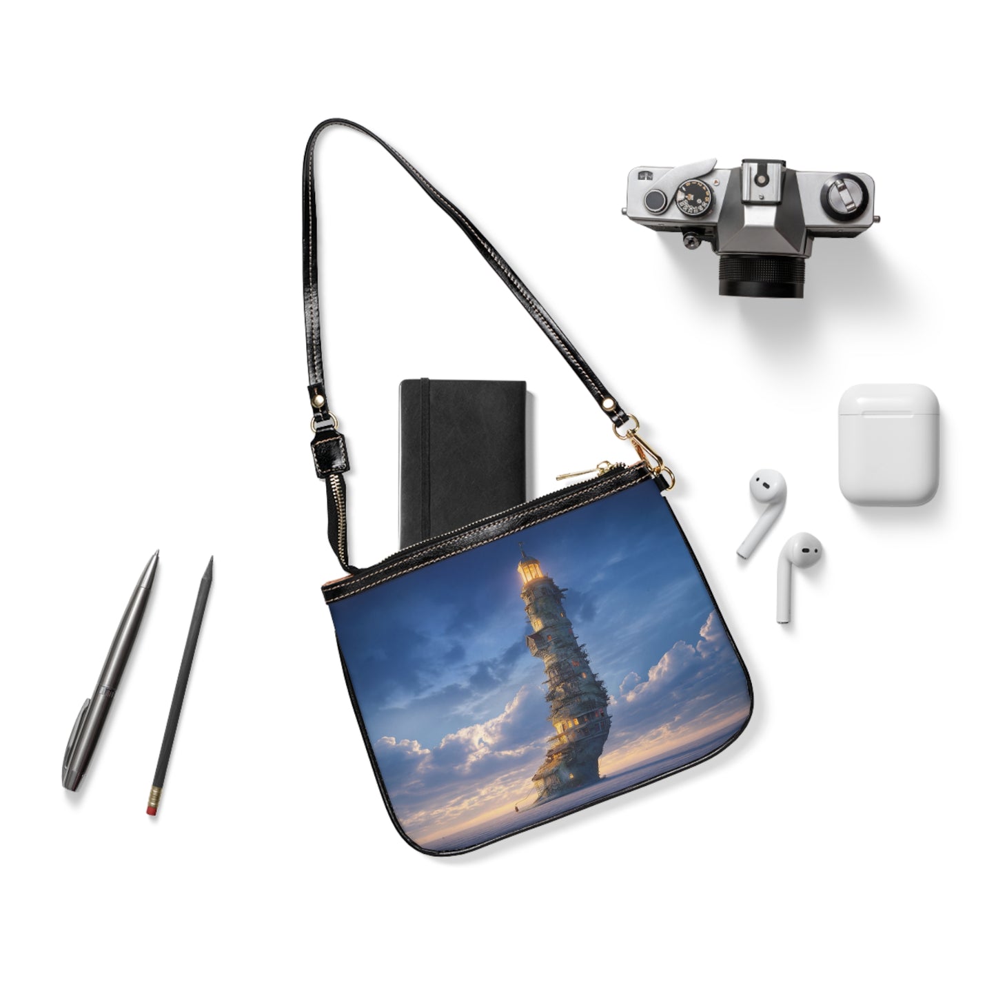Skyborne Lighthouse Small Shoulder Bag – Twilight Beacon Dreamscape