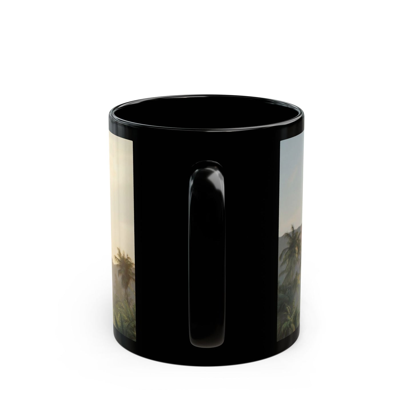 Castle on Turtle’s Back Black Mug – Sunlit Jungle Sanctuary